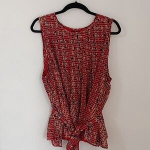 Banana Republic Womens Pleated Belted Sleeveless Office Career Flowy Top Sz XL